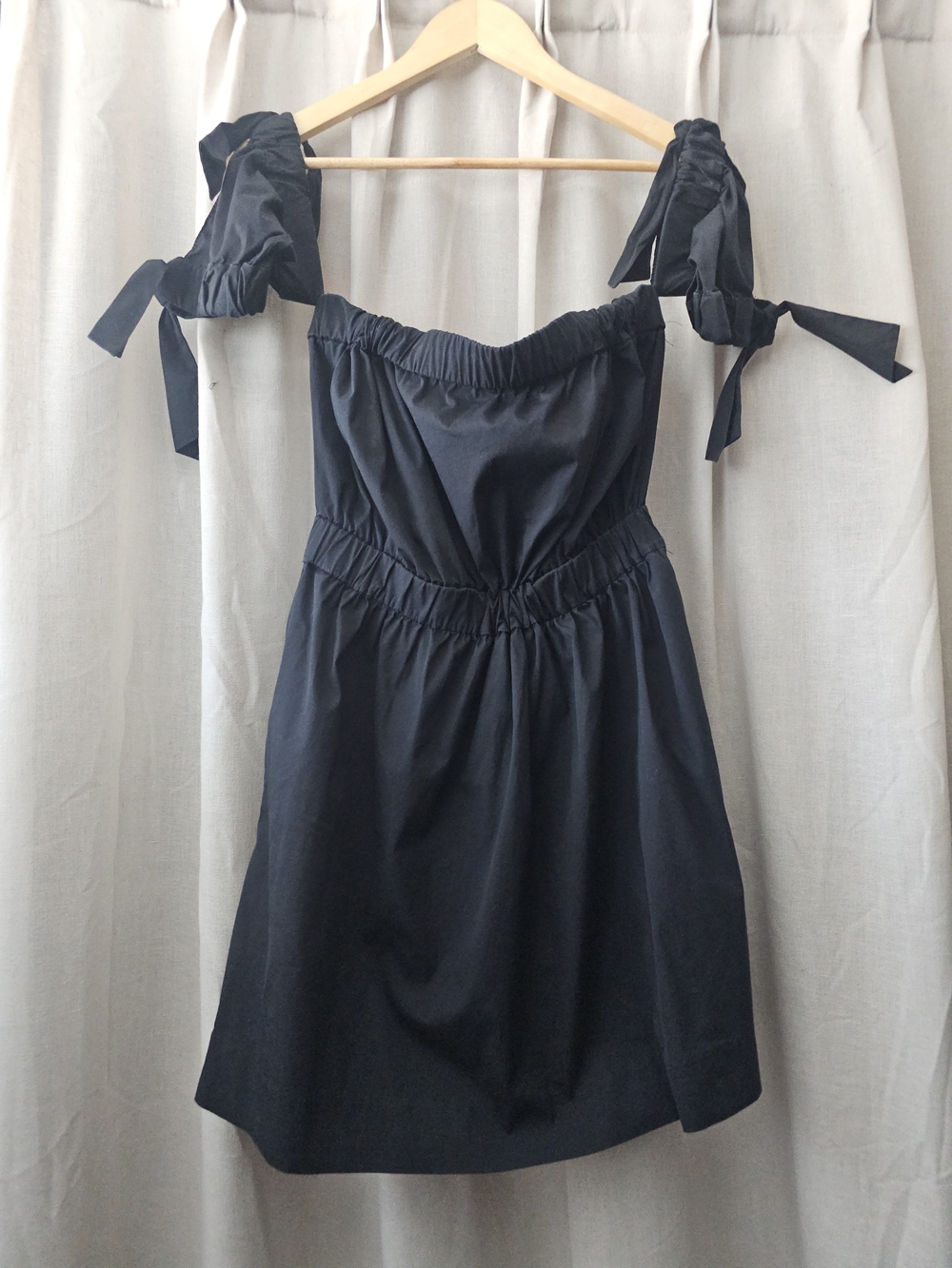 Women's Black Tie-Shoulder Sundress